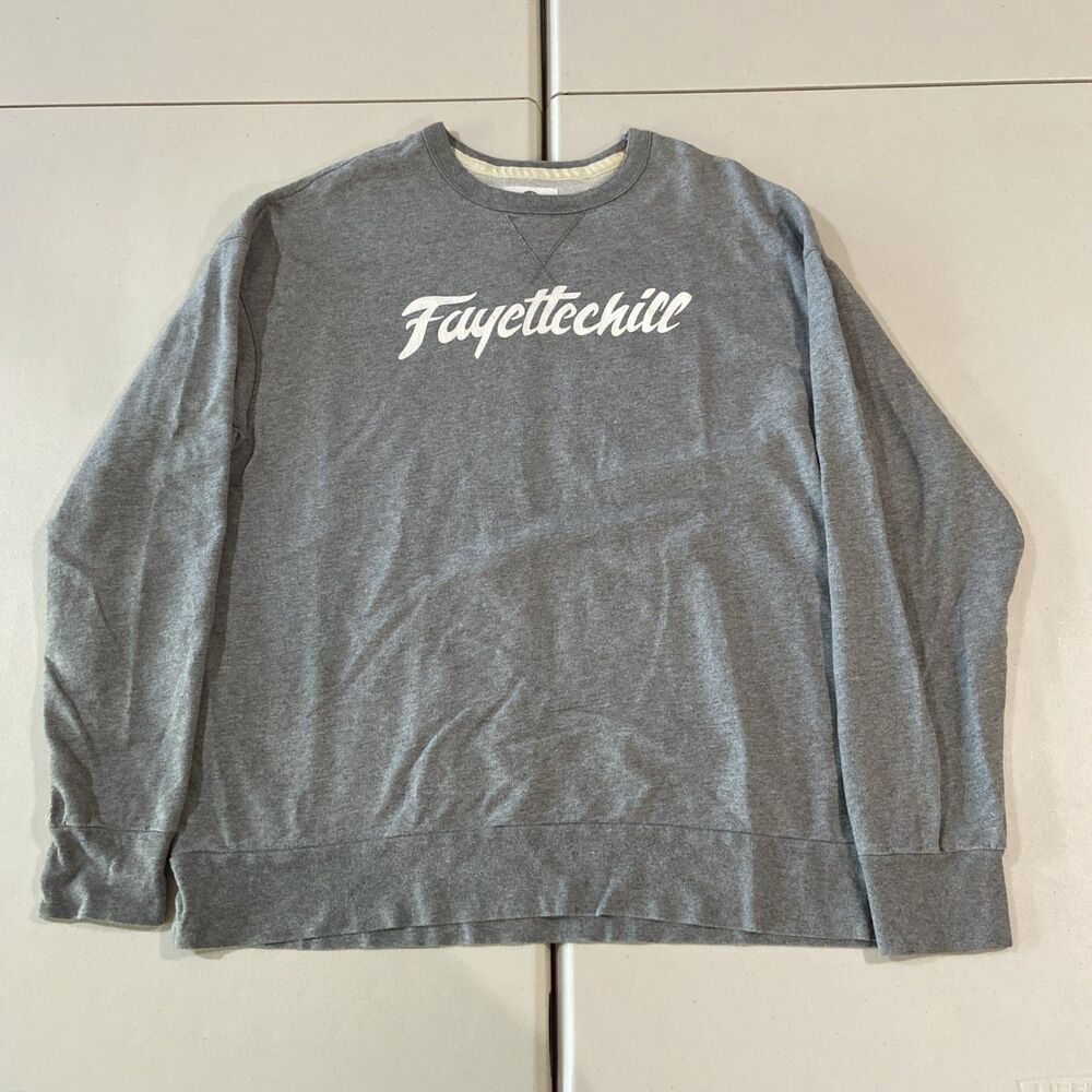 Fayettechill Mens Sweatshirt Size XL Gray Pullover Crewneck Sweater